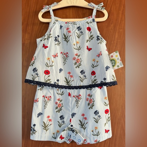 Little Me Other - Little Me - One piece stripe flower girl romper (Size 24m) NWT
